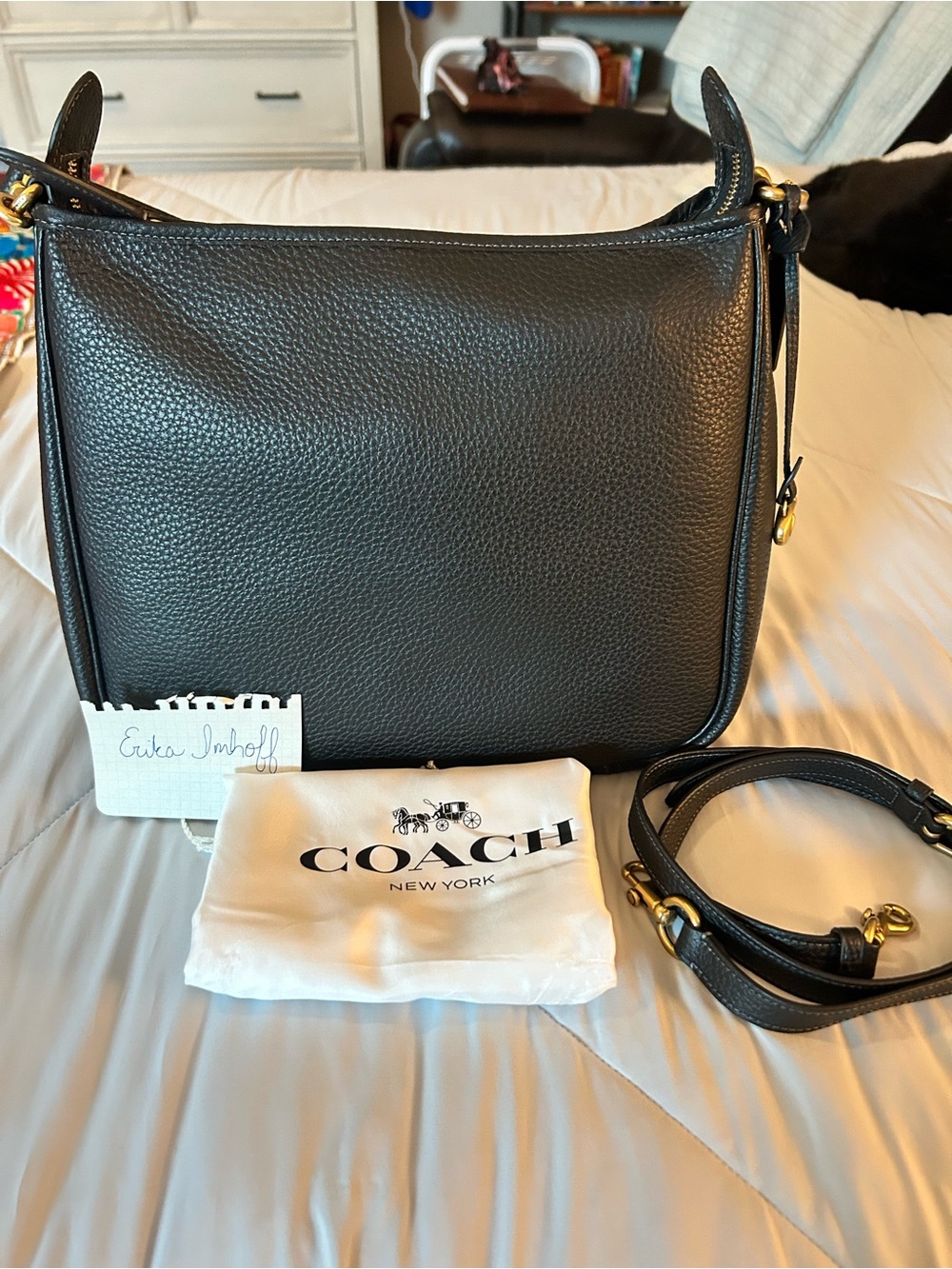 Coach Cary shoulder bag with crossbody strap in black, excellent used condition